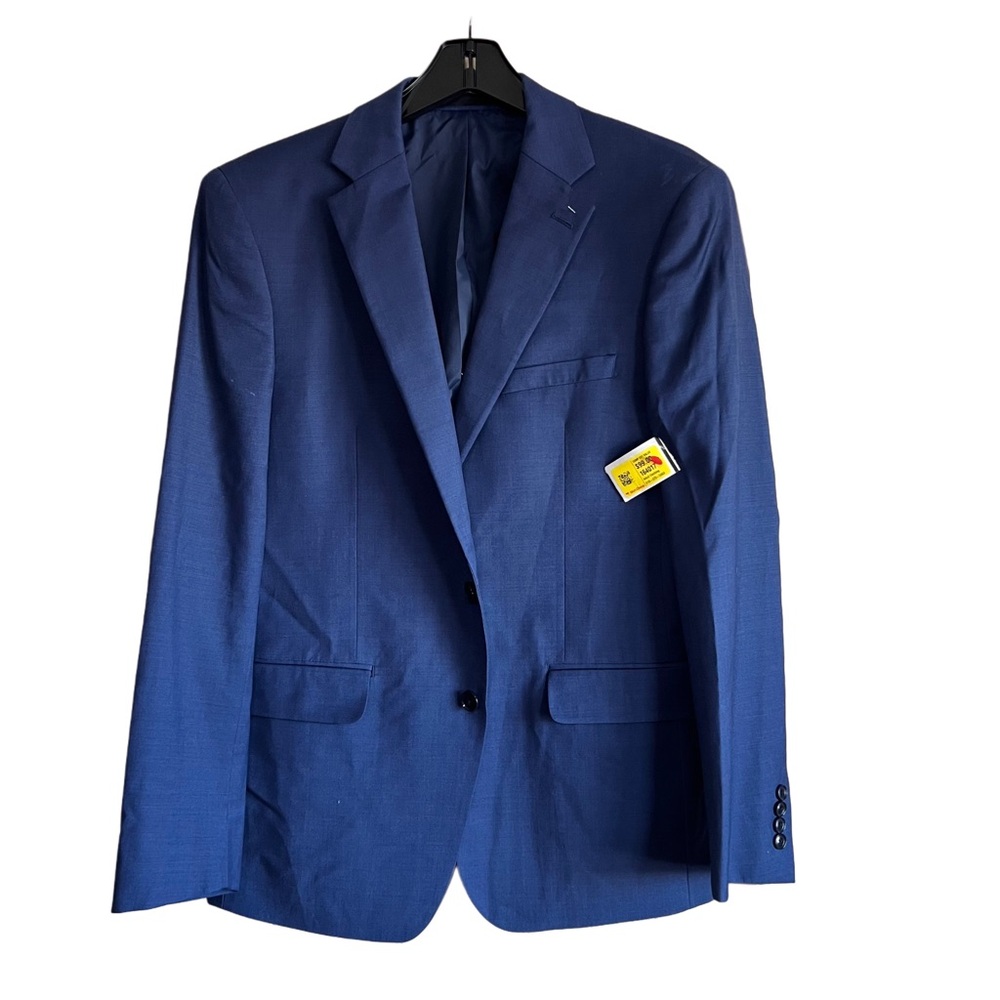 NWT Calvin Klein Single Breasted Slim Fit 100% Wool Blue Blazer Size 42R